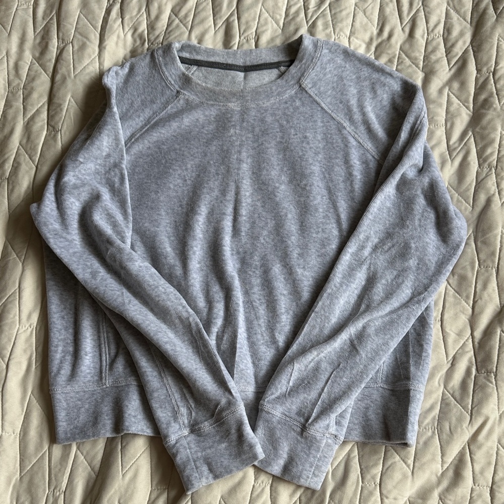 Gray VelorCrewneck Sweatshirt
